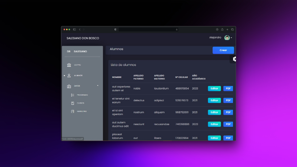 Captura del proyecto Cetpro